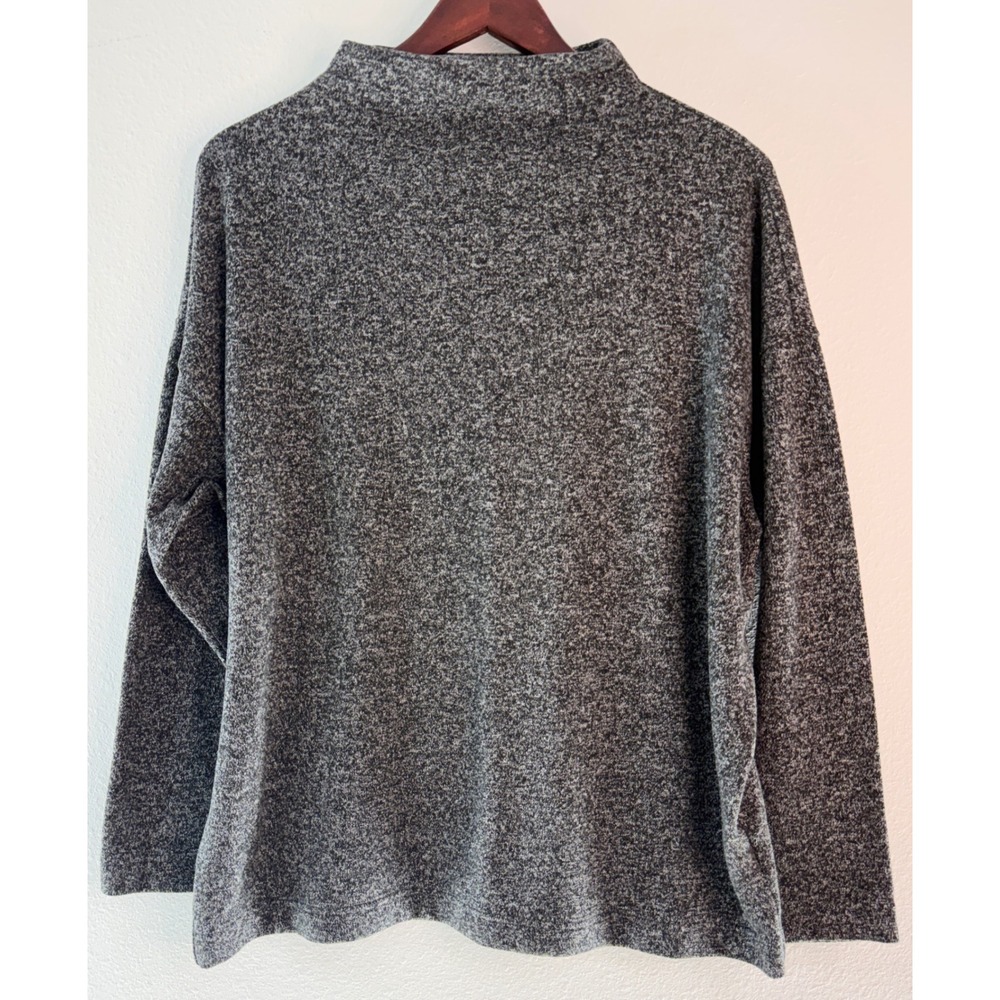 Uniqlo Marled Knit Funnel Neck Top Gray Long Sleeve Cozy Casual Minimalist XL